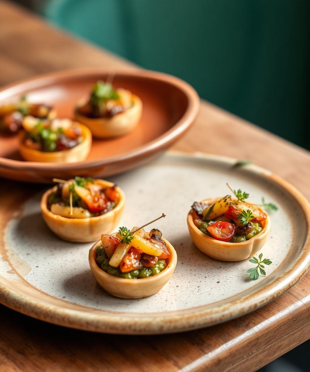 Artisan tartlets on ceramic